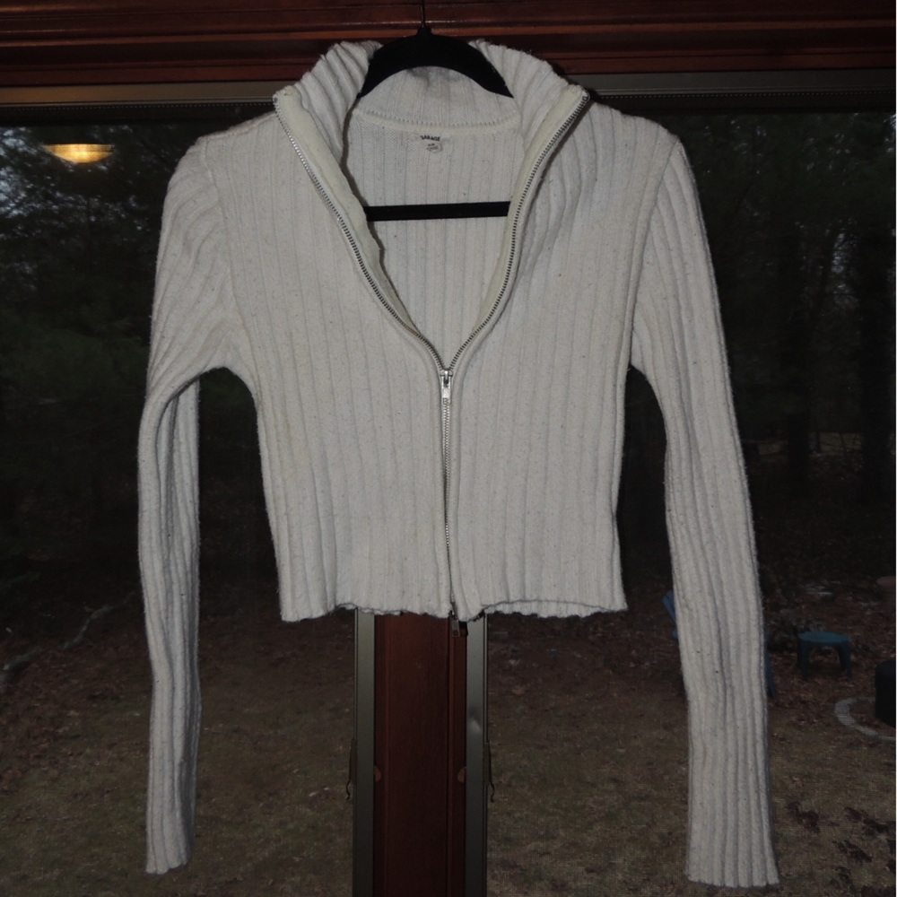 Garage White Zipper Sweater